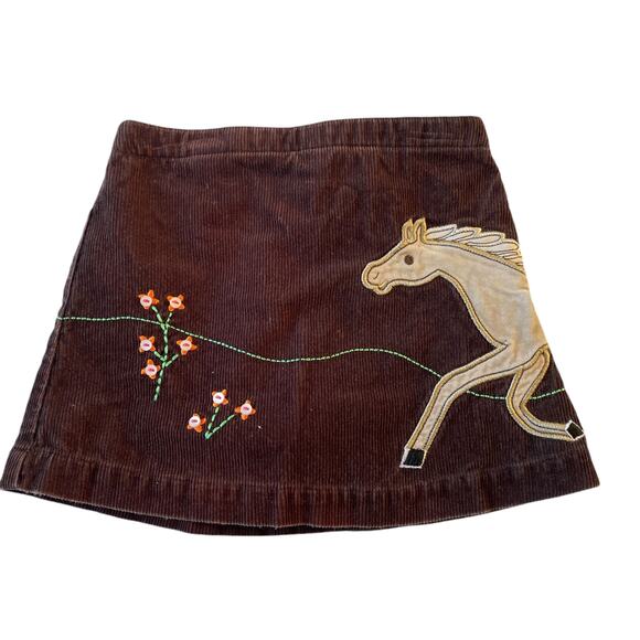 Lands End Brown Corduroy Horse Applique Skort - Picture 1 of 9